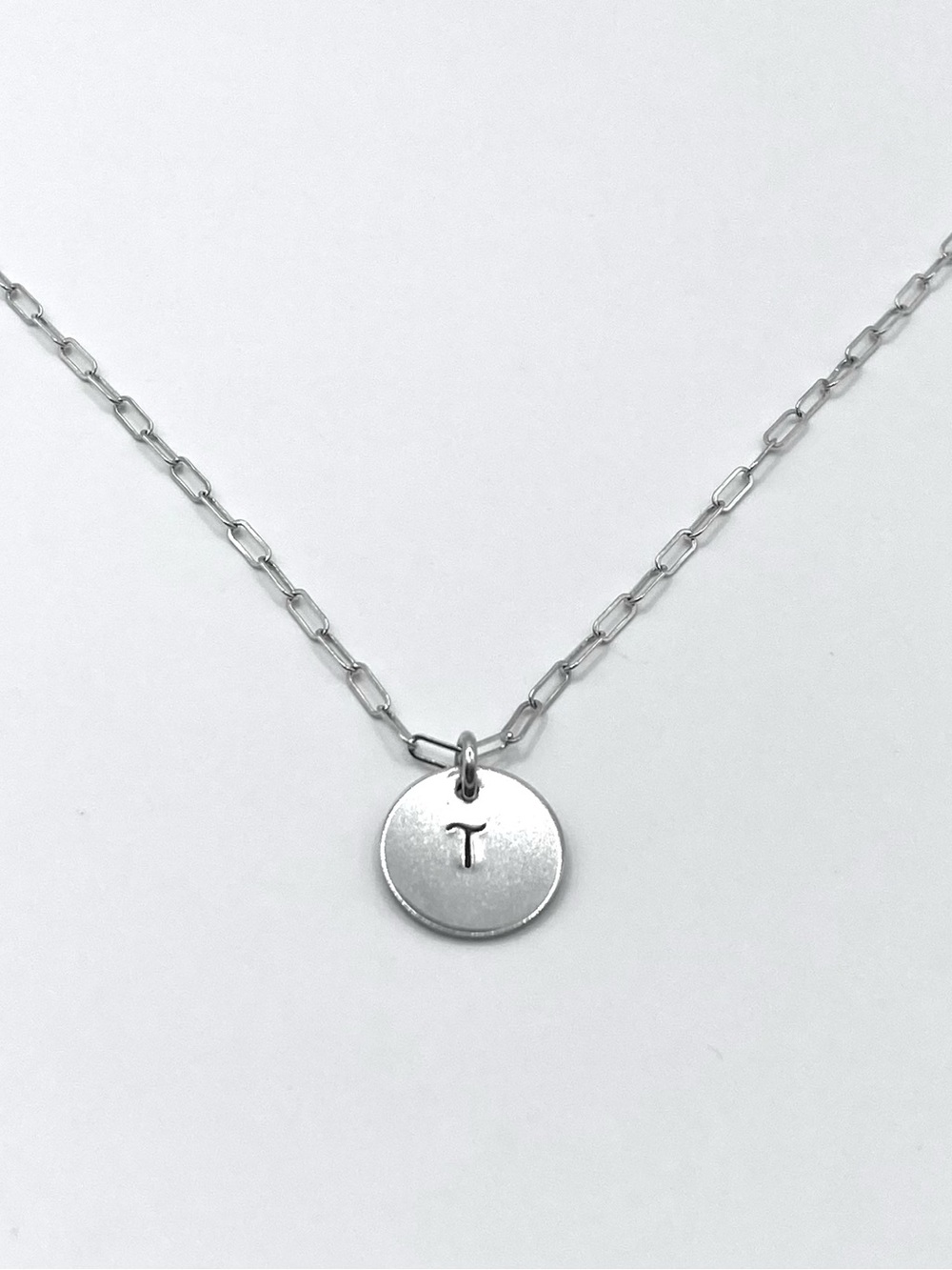 Vintage Style .925 Sterling Silver 18” Antiqued Initial T Charm Necklace